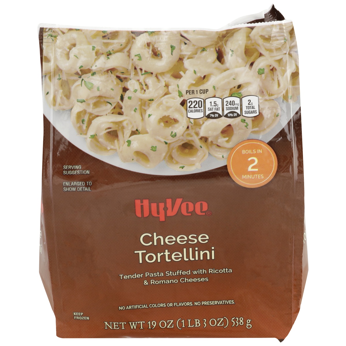 slide 1 of 1, Hy-vee Cheese Tortellini Tender Pasta Stuffed With Ricotta & Romano Cheeses, 19 oz