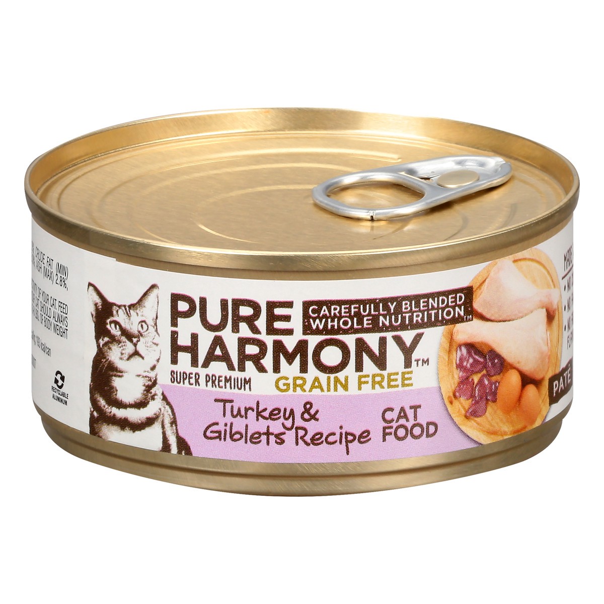 slide 1 of 6, Pure Harmony Pate Grain Free Super Premium Turkey & Giblets Recipe Cat Food 5.5 oz, 5.5 oz
