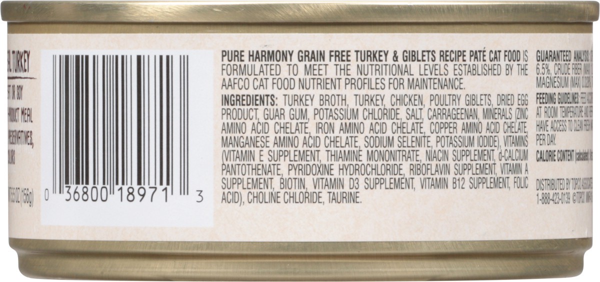 slide 4 of 9, Pure Harmony Pate Grain Free Super Premium Turkey & Giblets Recipe Cat Food 5.5 oz, 5.5 oz