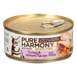 Pure Harmony Pate Grain Free Super Premium Turkey & Giblets Recipe Cat Food 5.5 oz