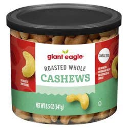 Giant Eagle Whole Cashews, Roasted, Unsalted