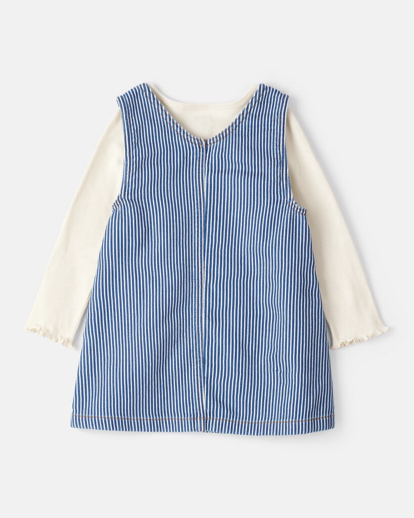 slide 4 of 5, Oshkosh Toddler Girl Striped Denim Long-Sleeve Dress - White/Blue White/Blue 4T, 1 ct