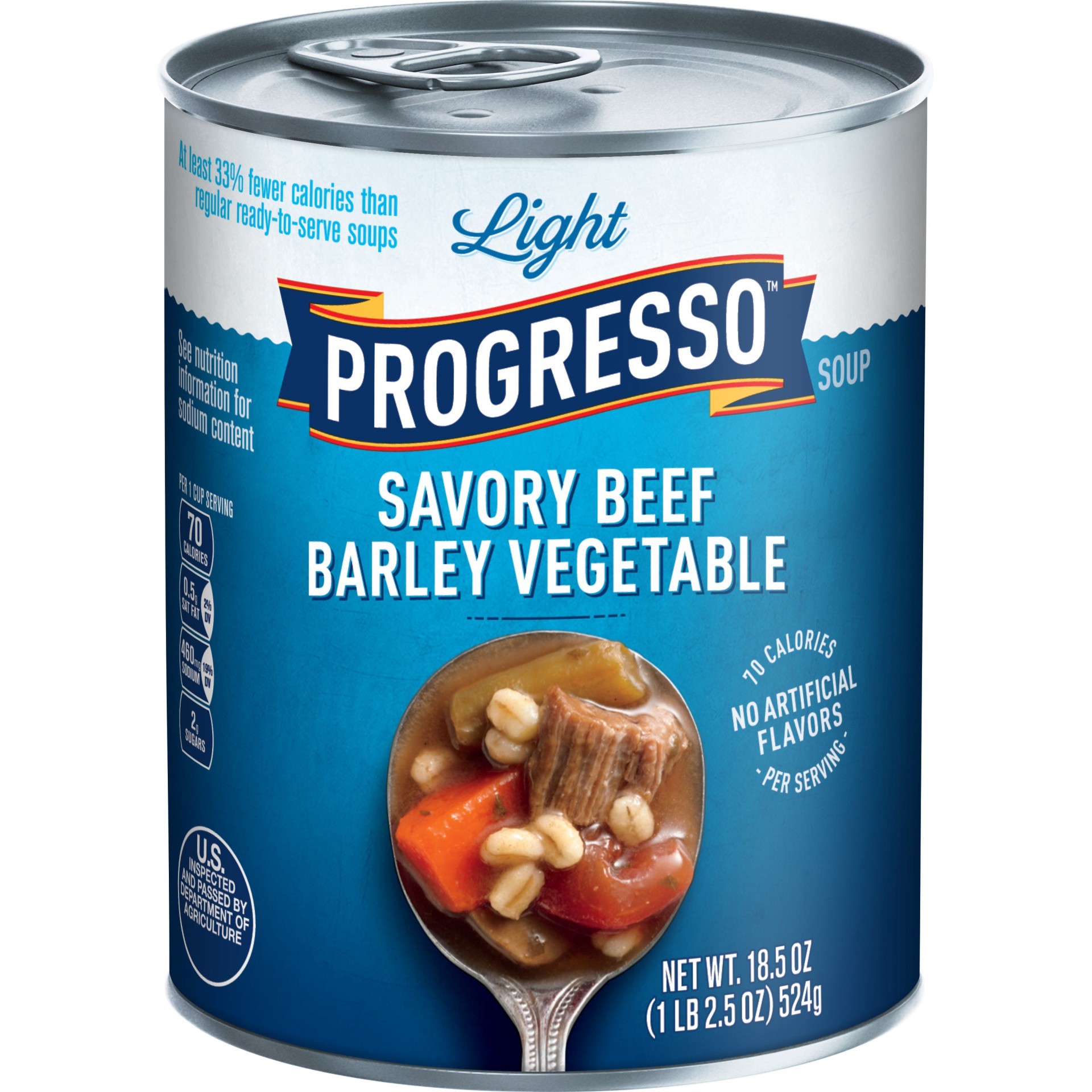 slide 1 of 6, Progresso Light Savory Beef Barley Vegetable Soup, 18.5 oz