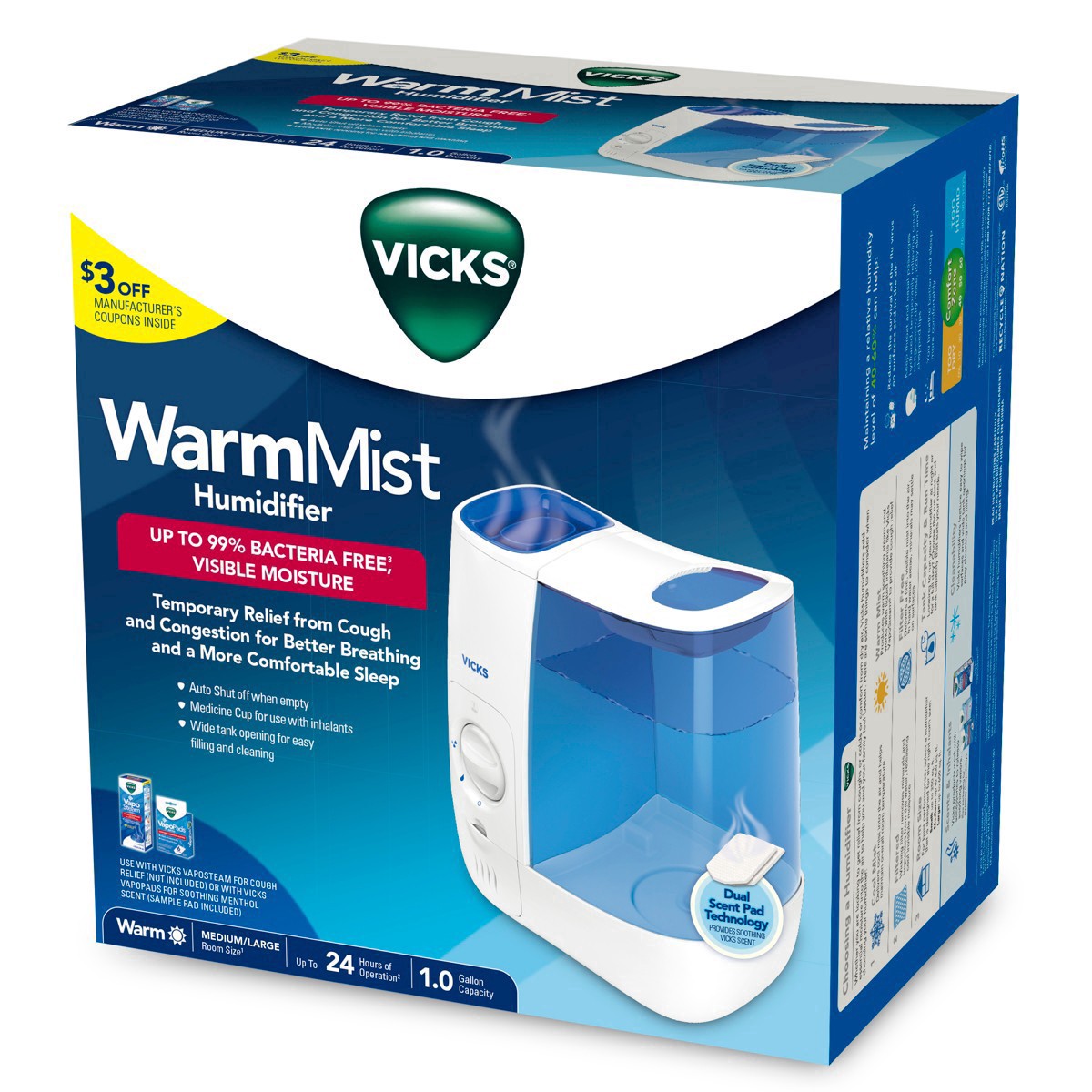 slide 11 of 54, Vicks Warm Mist Humidifier Medium-Large Room Size 1 ea, 1 ct