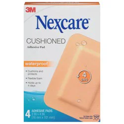 Nexcare Waterproof Cushioned Adhesive Pad, 4 ea
