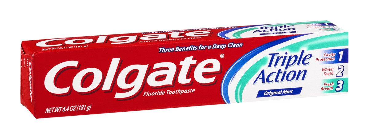 slide 3 of 9, Colgate Triple Action Original Mint Toothpaste, 6.4 oz