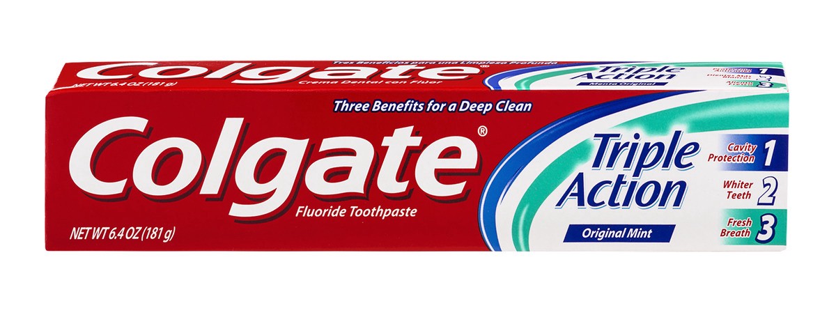 slide 1 of 9, Colgate Triple Action Original Mint Toothpaste, 6.4 oz