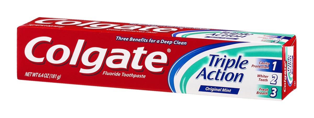 slide 4 of 9, Colgate Triple Action Original Mint Toothpaste, 6.4 oz