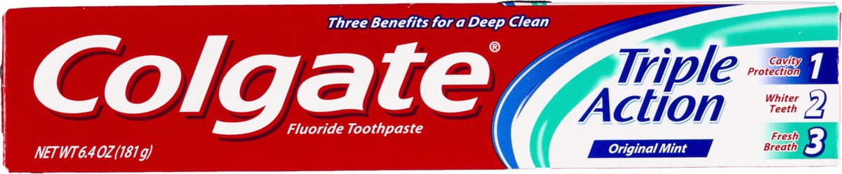 slide 6 of 9, Colgate Triple Action Original Mint Toothpaste, 6.4 oz