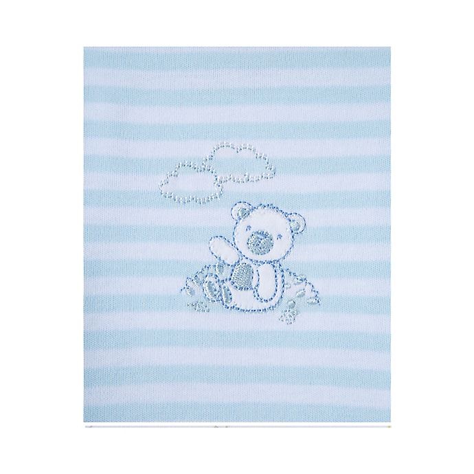 slide 3 of 4, Little Me Newborn Striped Bear Organic Cotton Coveralls - Blue, 2 ct