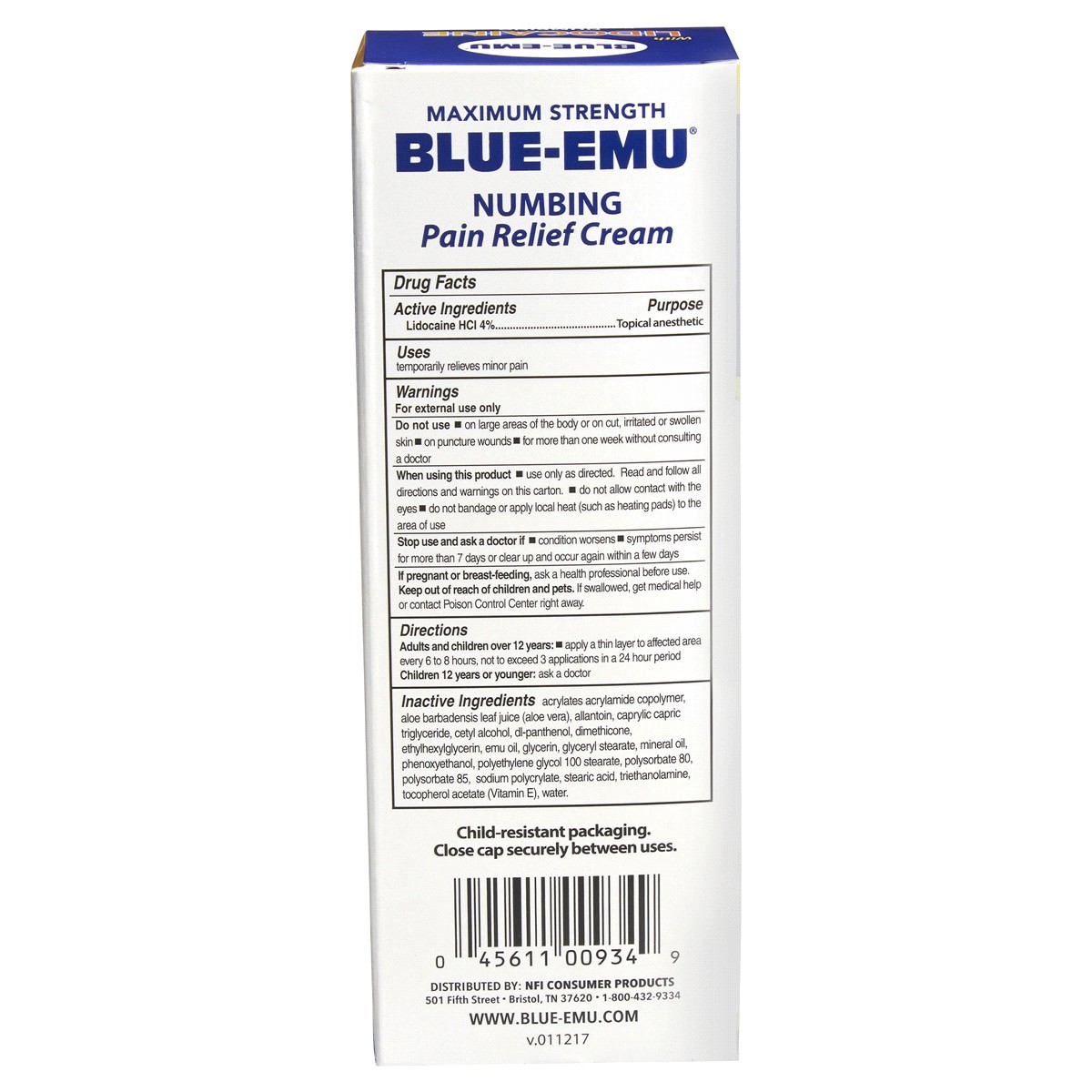 slide 2 of 2, Blue-Emu Lidocaine Numbing Pain Relief Cream, 2.7 oz