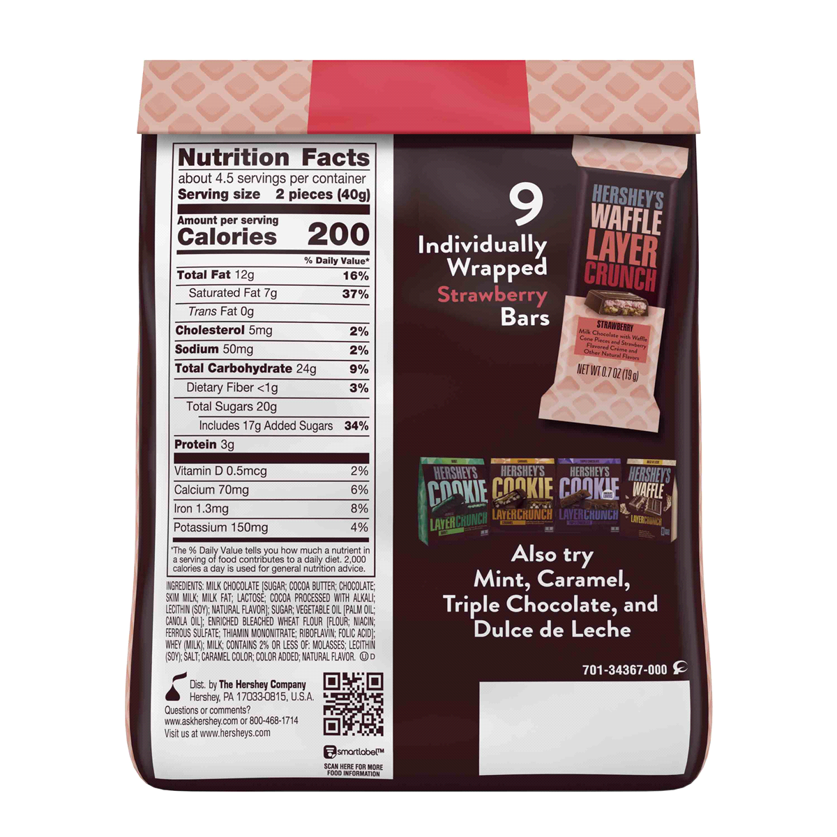 slide 2 of 7, Hershey's Waffle Strawberry Layer Crunch Wrapped Bars, 9 ct