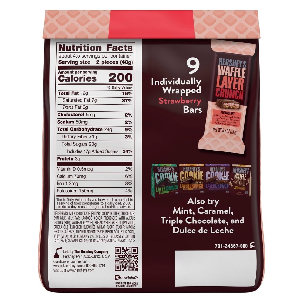 slide 7 of 7, Hershey's Waffle Strawberry Layer Crunch Wrapped Bars, 9 ct