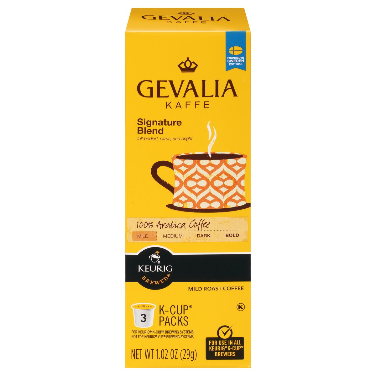 slide 3 of 13, Gevalia Signature Blend Mild Light Roast K-Cup Coffee Packs for Keurig Brewers, 3 ct Box, 3 ct