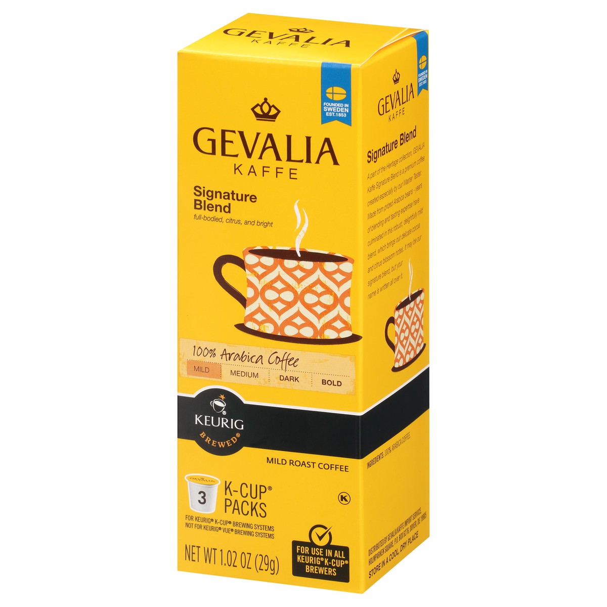 slide 10 of 13, Gevalia Signature Blend Mild Light Roast K-Cup Coffee Packs for Keurig Brewers, 3 ct Box, 3 ct