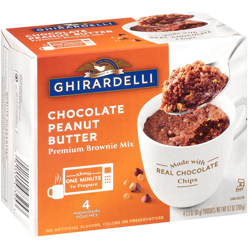 slide 2 of 8, Ghirardelli Chocolate Peanut Butter Premium Brownie Mix Pouches, 4 ct; 2.3 oz