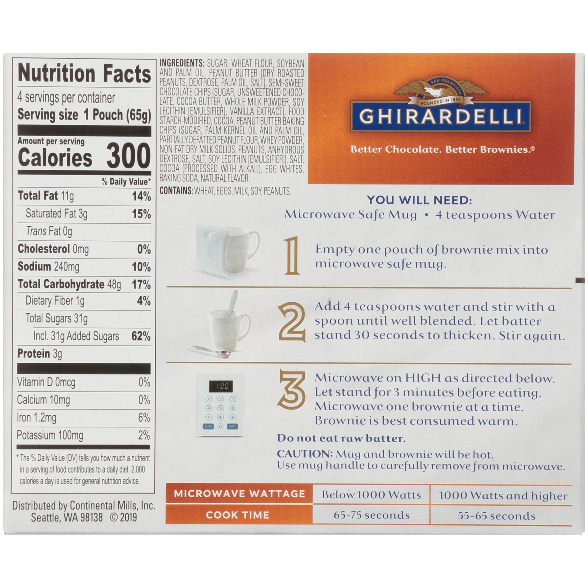 slide 6 of 8, Ghirardelli Chocolate Peanut Butter Premium Brownie Mix Pouches, 4 ct; 2.3 oz