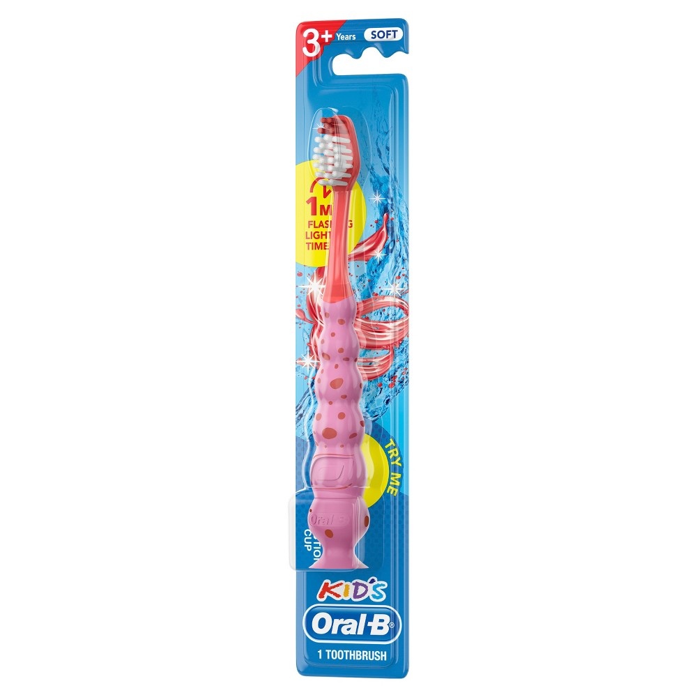 slide 3 of 6, Oral-B Kids Pink Sparkle Toothbrush, 1 ct