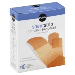 Publix Bandages, Adhesive, Sheer Strip, Assorted Sizes