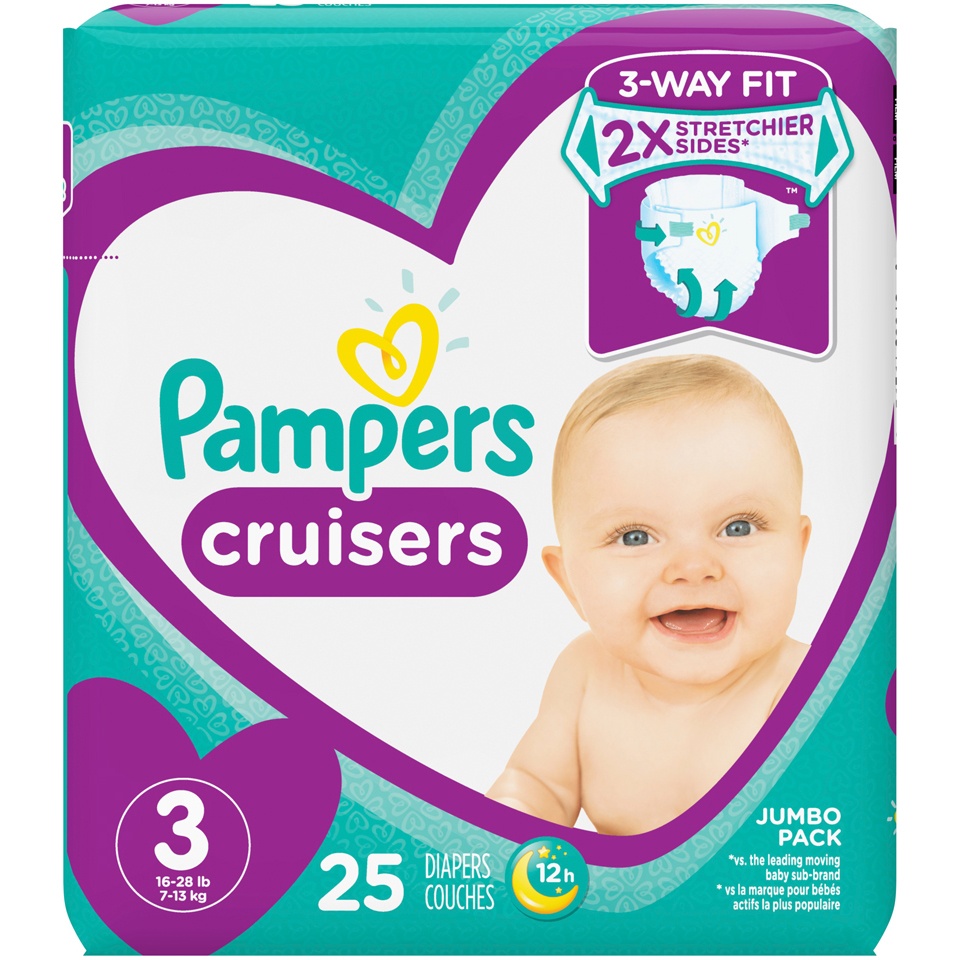 slide 2 of 2, Pampers Cruisers Diapers Size 3, 28 ct