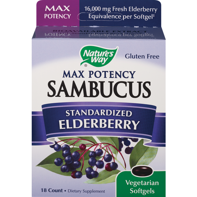 slide 1 of 1, Natway Max Potency Sambucus Standardized Elderberry, 18 ct