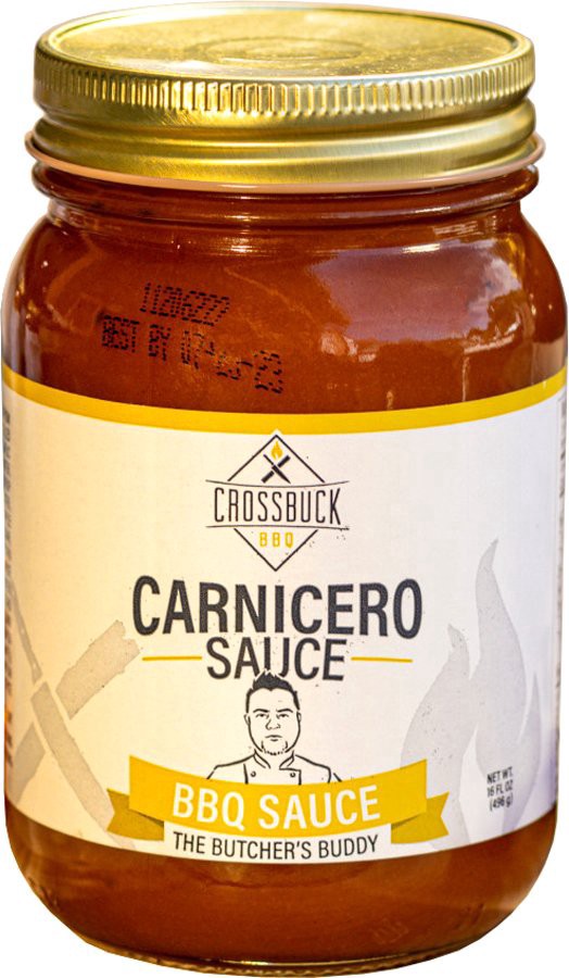 slide 1 of 1, Crossbuck BBQ Carnicero BBQ Sauce, 16 oz
