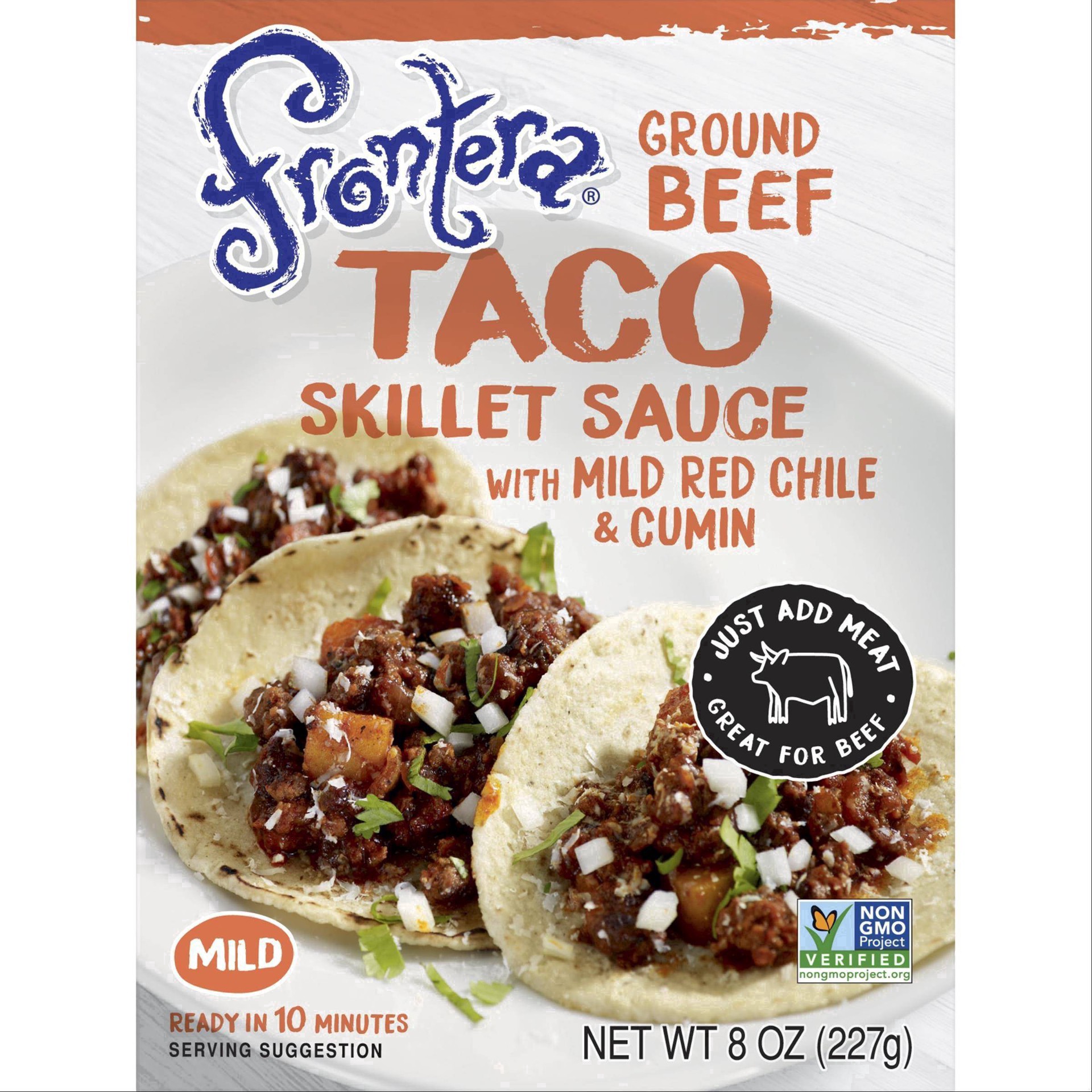 slide 18 of 28, Frontera Mild Ground Beef Taco Skillet Sauce with Mild Red Chile + Cumin 8 oz, 8 oz