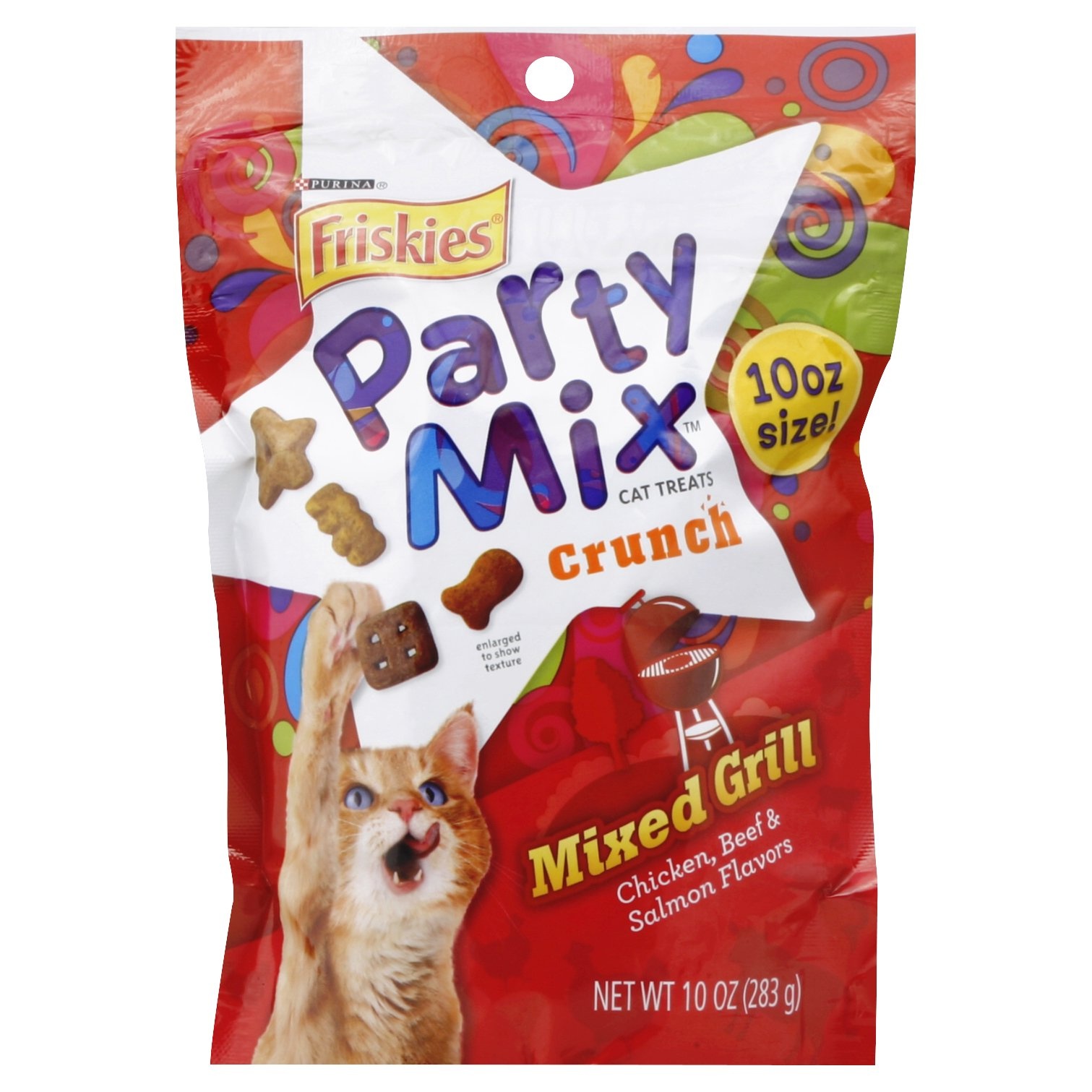 slide 1 of 1, Friskies Party Mix Crunch Mixed Grill Cat Treats, 10 oz