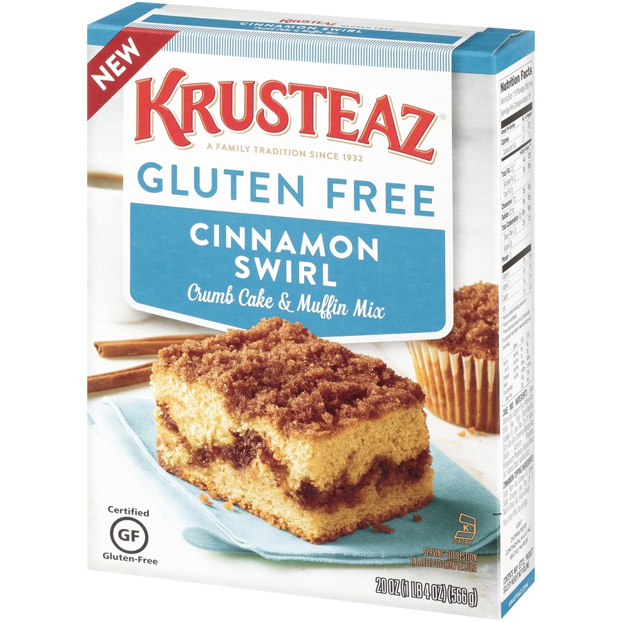 slide 7 of 8, Krusteaz Gluten Free Cinnamon Swirl Crumb Cake & Muffin Mix, 20 oz