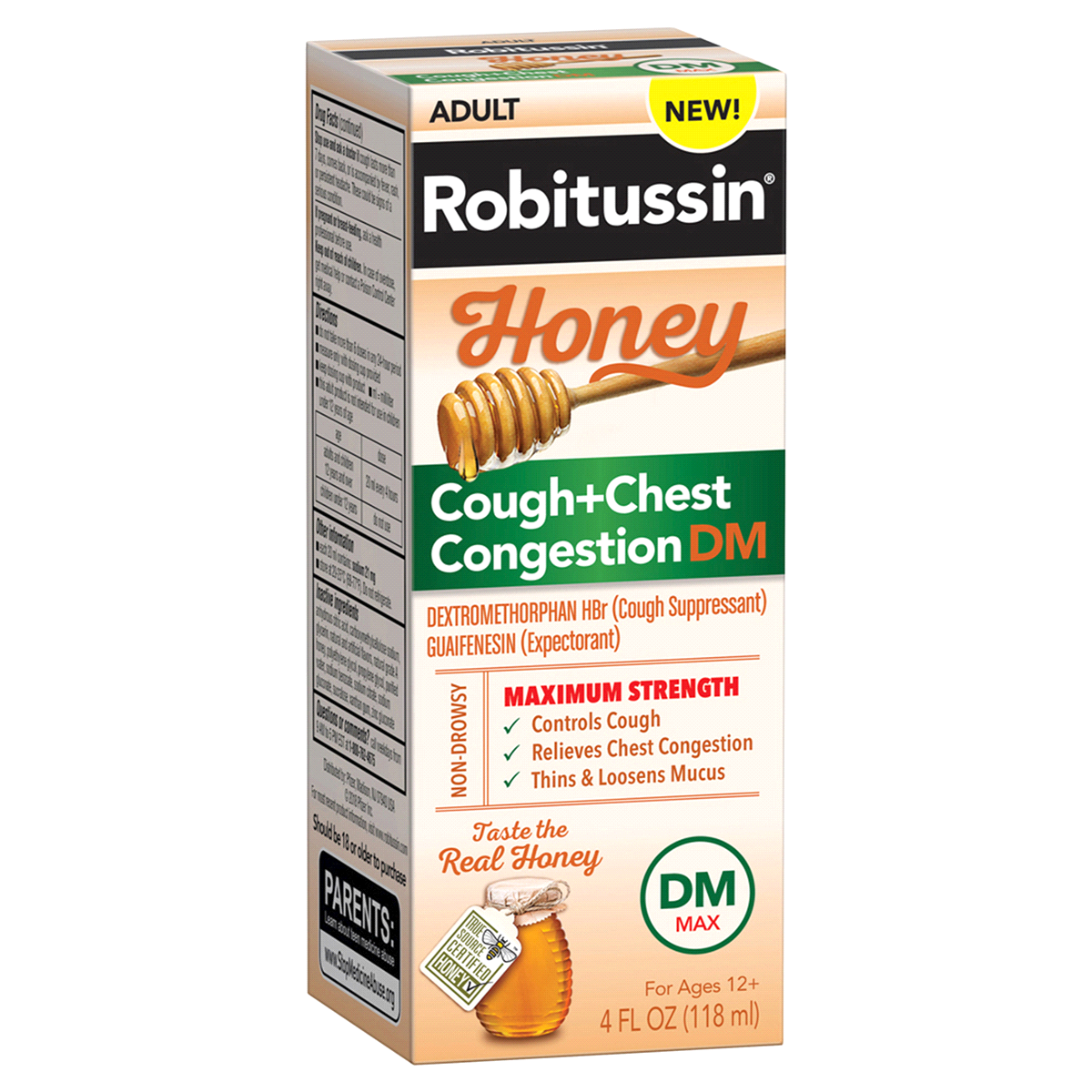 slide 2 of 5, Robitussin Max Honey Cough Syrup, 4 oz