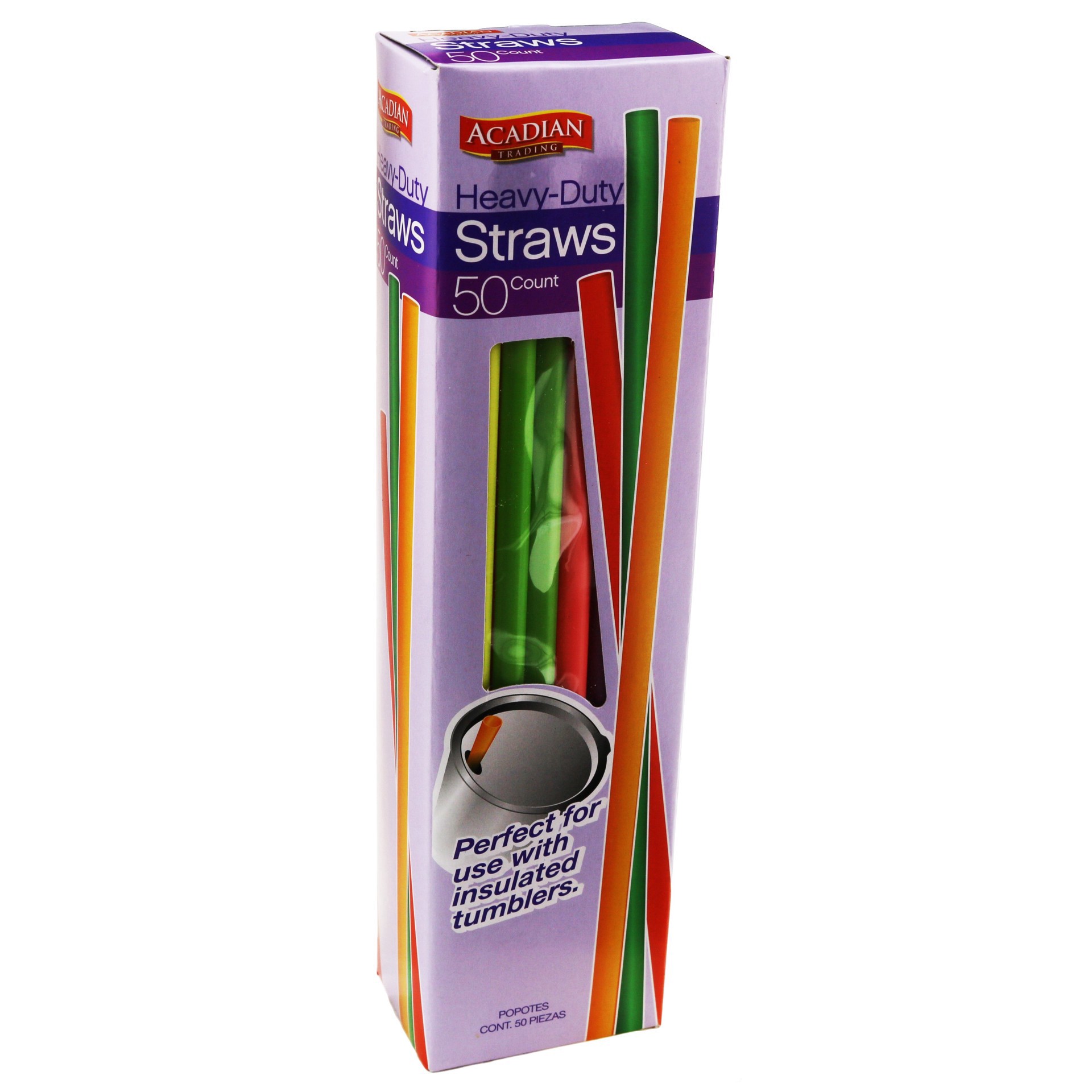 slide 1 of 1, Acadian Trading Heavy-Duty Straws 50 ea, 50 ct
