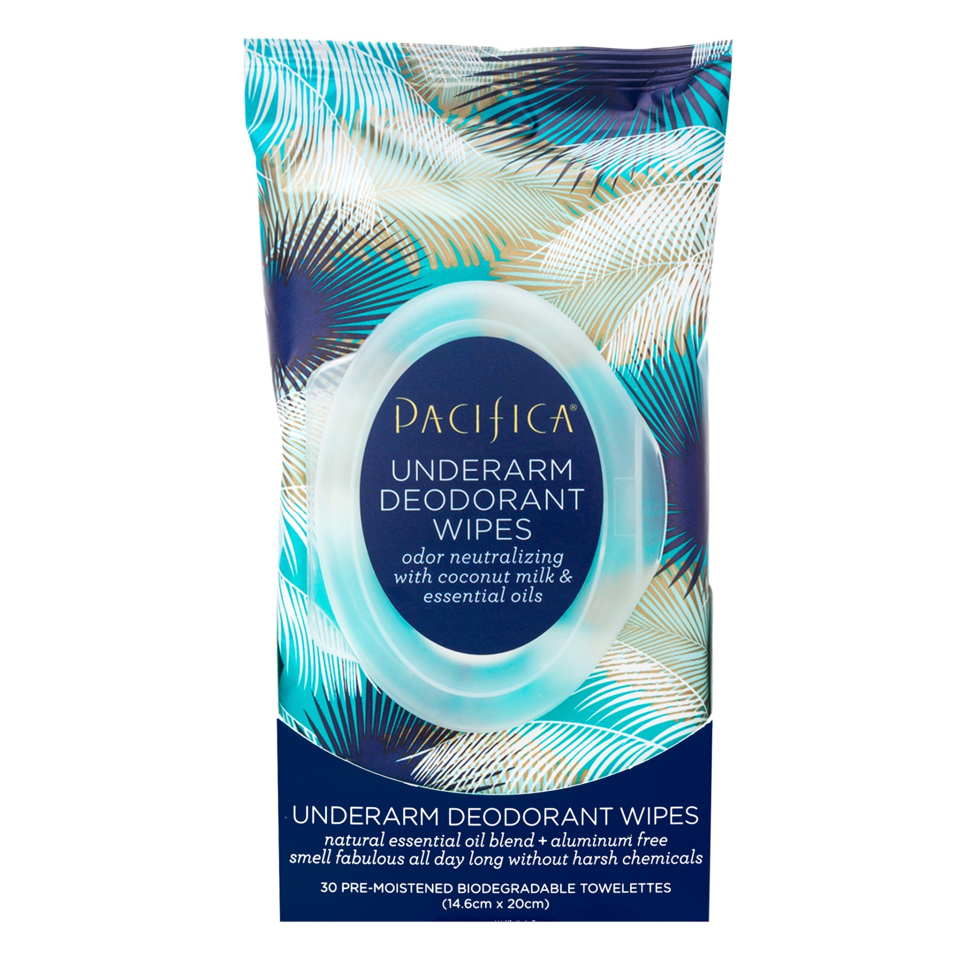 slide 1 of 1, Pacifica Coconut Underarm Wipes, 30 ct