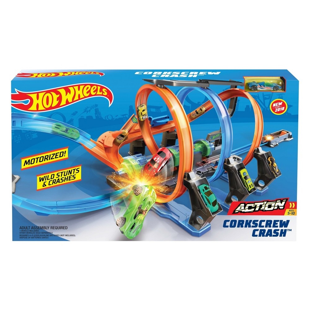 slide 8 of 8, Hot Wheels Corkscrew Crash Track Set, 1 ct