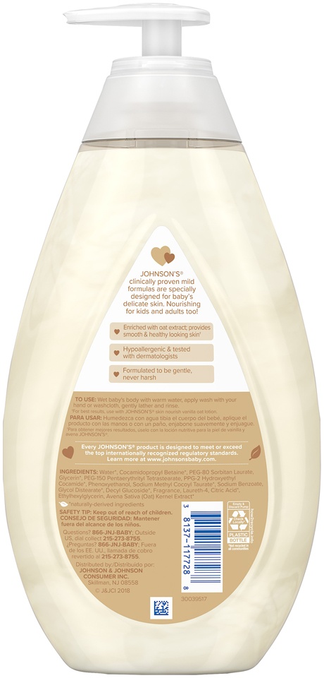 slide 4 of 6, Johnson's Skin Nourish Vanilla Oatmeal Wash, 27.1 oz