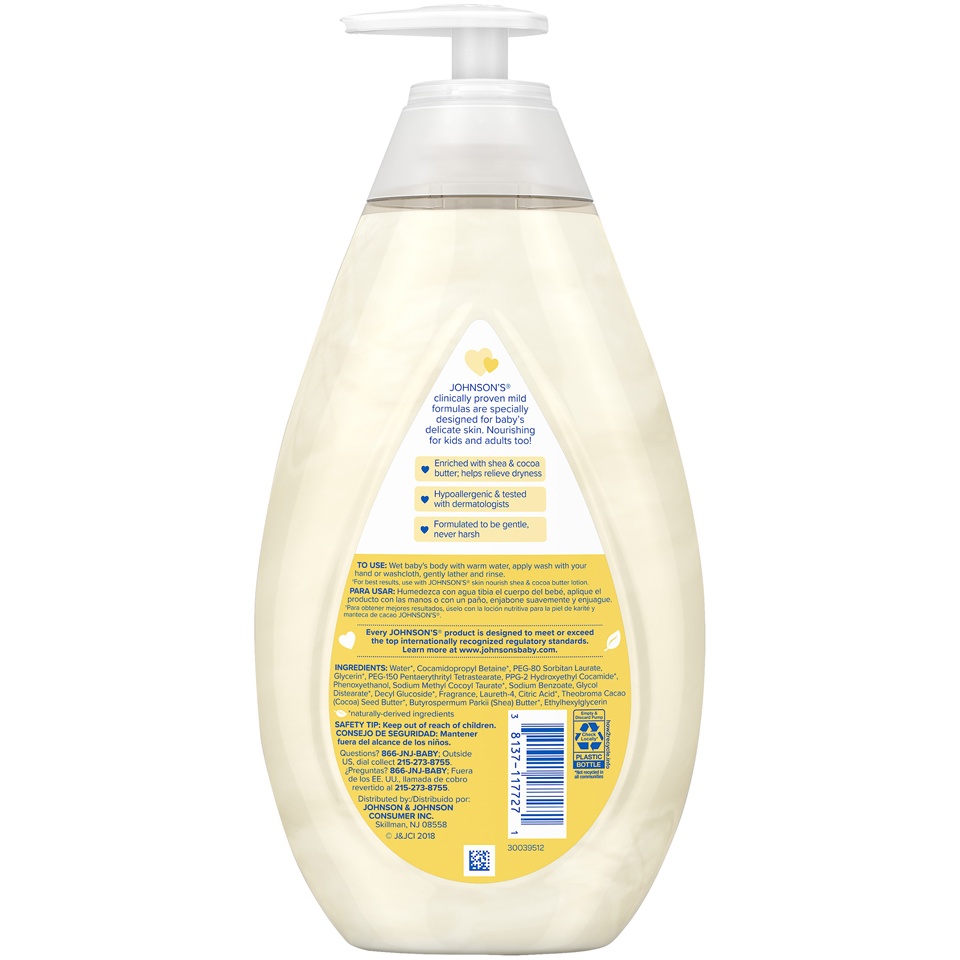 slide 6 of 6, Johnson's Skin Nourish Shea & Cocoa Butter Wash, 27.1 oz