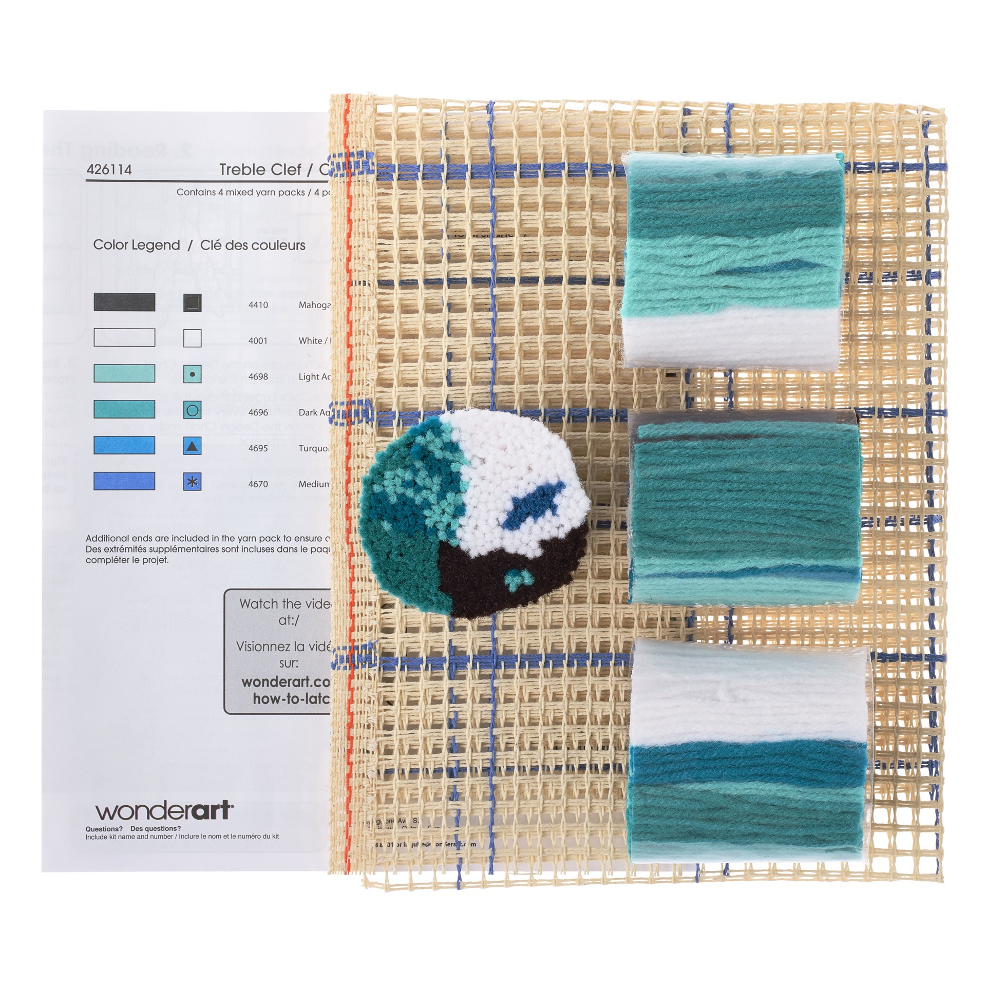 slide 3 of 5, Wonderart Treble Clef Latch Hook Kit, 12 in x 12 in