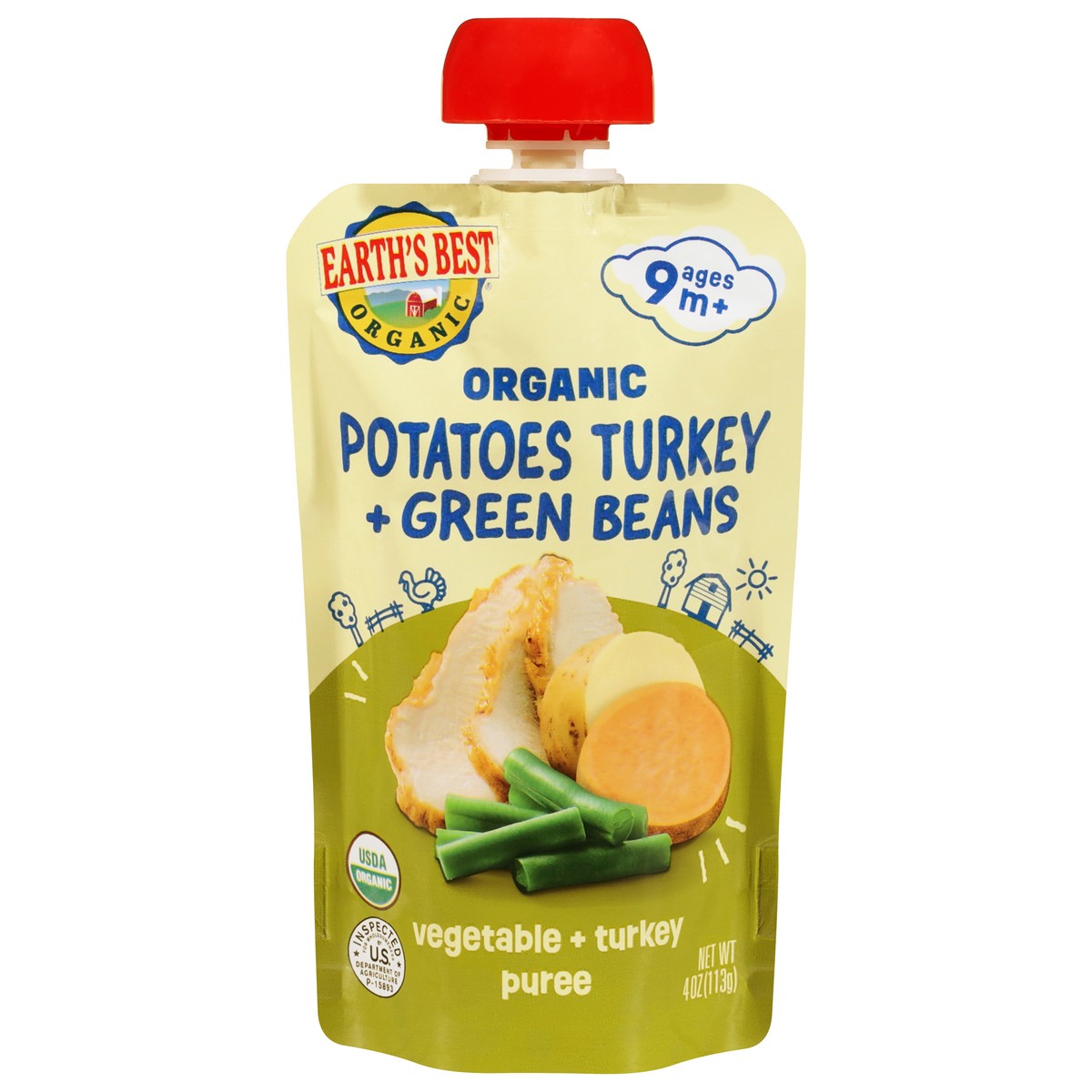 slide 2 of 4, Earths Best Baby Food Potato Turkey Green Bean - 4 OZ, 4 oz