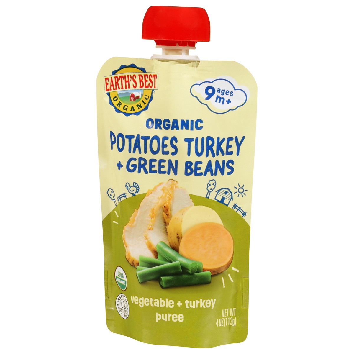 slide 4 of 4, Earths Best Baby Food Potato Turkey Green Bean - 4 OZ, 4 oz