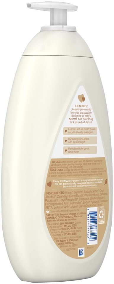 slide 2 of 6, Johnson's Skin Nourish Vanilla Oatmeal Lotion, 27.1 oz