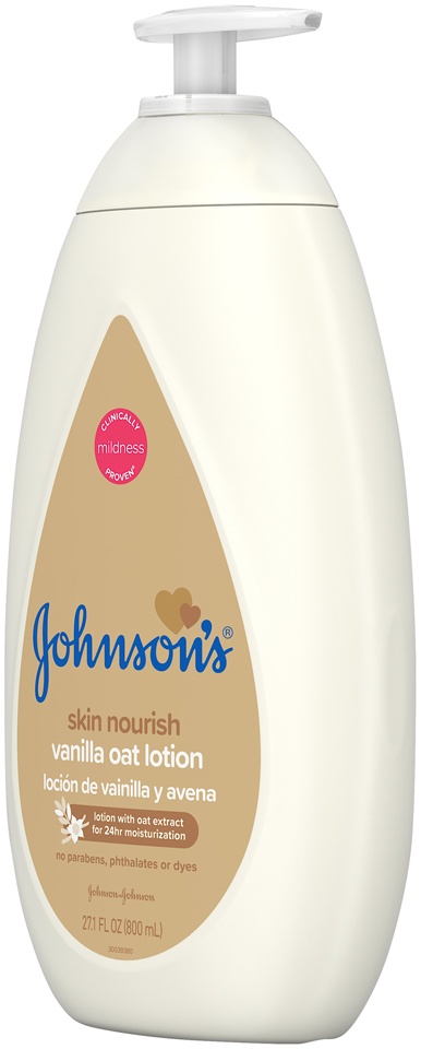 slide 3 of 6, Johnson's Skin Nourish Vanilla Oatmeal Lotion, 27.1 oz