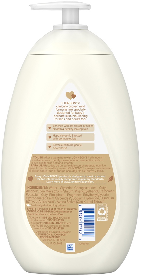 slide 6 of 6, Johnson's Skin Nourish Vanilla Oatmeal Lotion, 27.1 oz