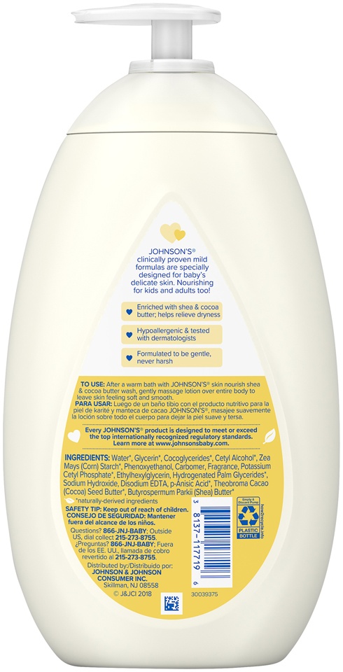 slide 6 of 6, Johnson's Skin Nourish Shea & Cocoa Butter Lotion, 27.1 oz