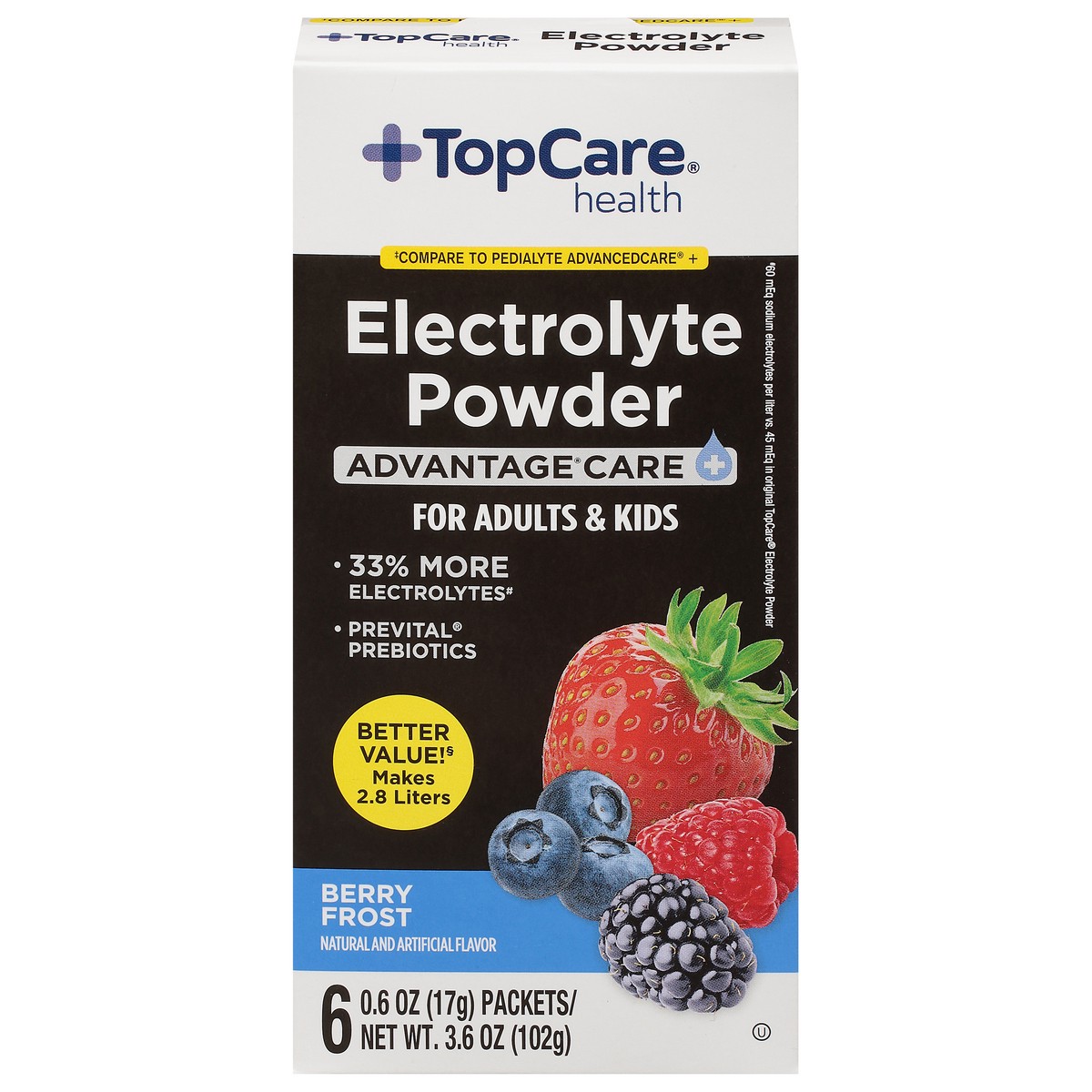 slide 1 of 14, TopCare Health Advantage Care+ Berry Frost Electrolyte Powder, 6 ea, 6 ct