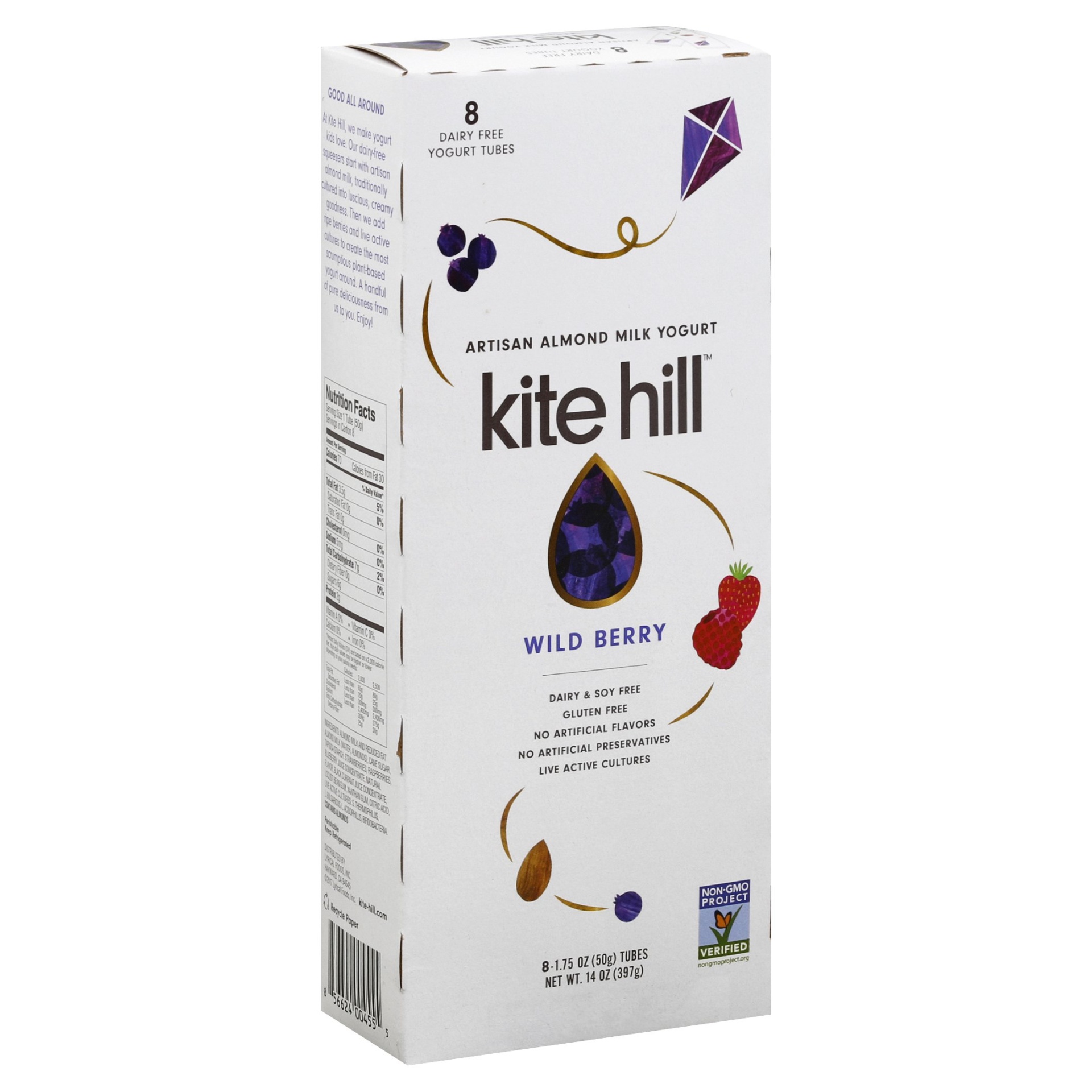 slide 1 of 1, Kite Hill Non-Dairy Wild Berry Yogurt / Tubes, 8 ct; 1.75 oz