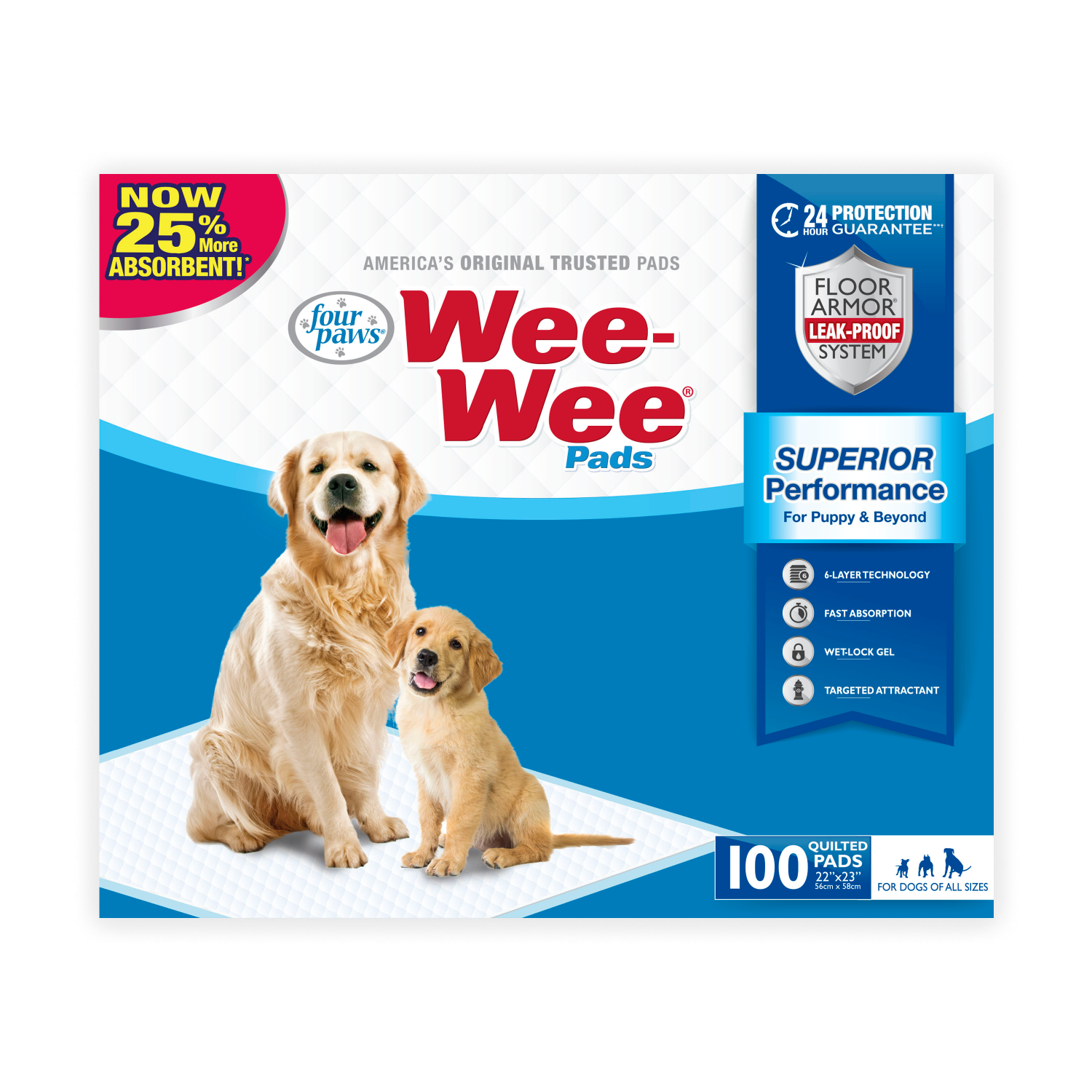 slide 1 of 4, Four Paws Wee Wee Puppy Pads, 100 ct