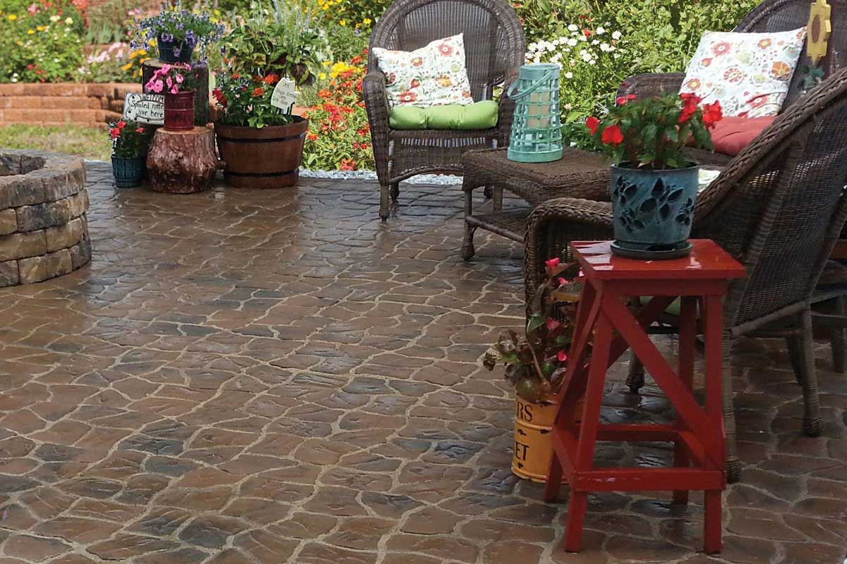 slide 5 of 6, 13-in L x 11-in W x 2-in H Rectangle Buff/charcoal Concrete Patio stone, 1 ct