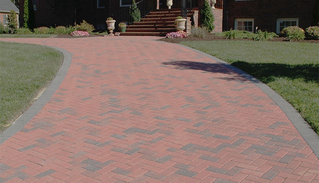 slide 4 of 4, 8-in L x 4-in W x 2-in H Rectangle Red/charcoal Concrete Paver, 1 ct