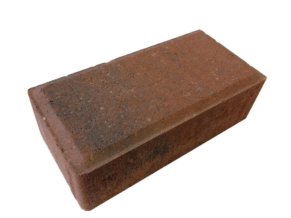 slide 1 of 4, 8-in L x 4-in W x 2-in H Rectangle Red/charcoal Concrete Paver, 1 ct