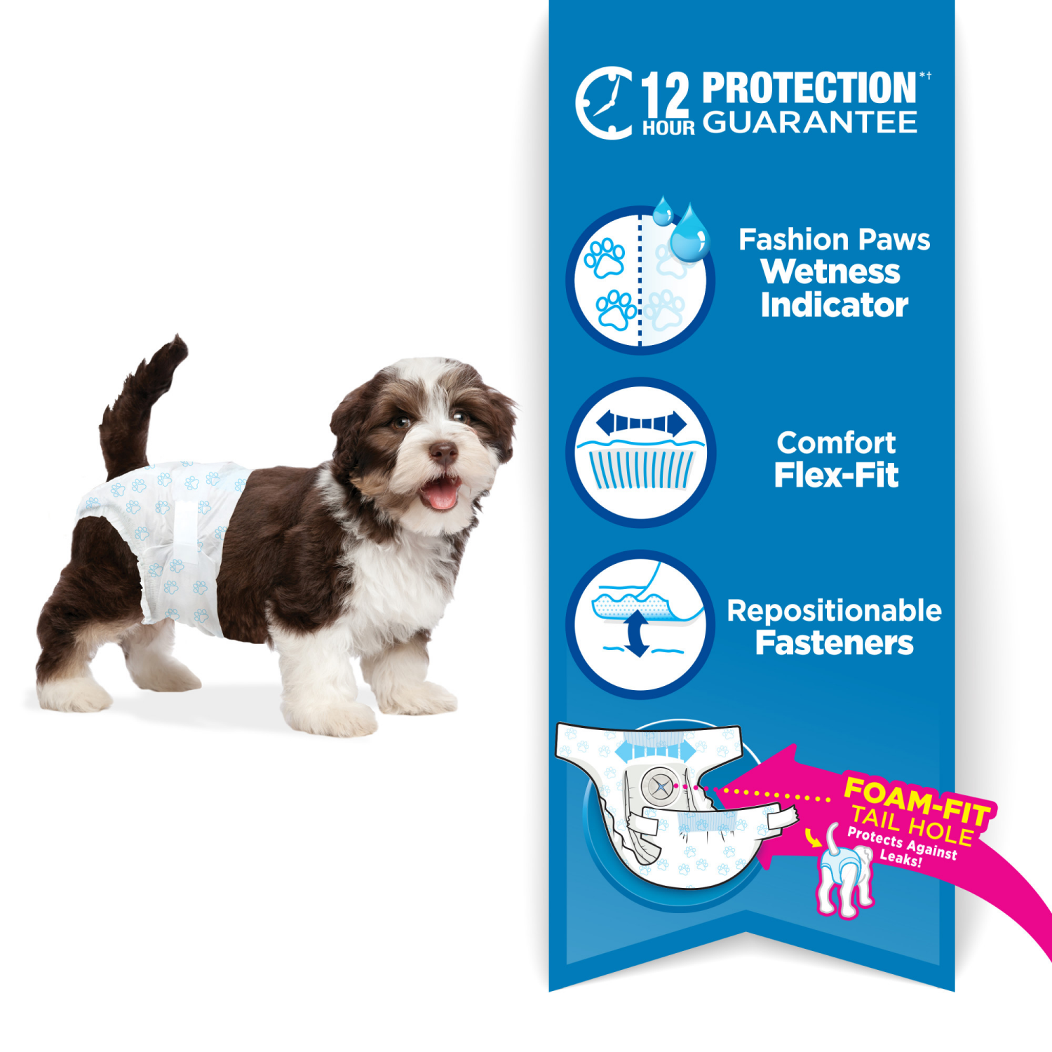 slide 2 of 3, Four Paws Fragrance Free Wee-Wee Disposable Dog Diapers - 12ct - S, 1 ct