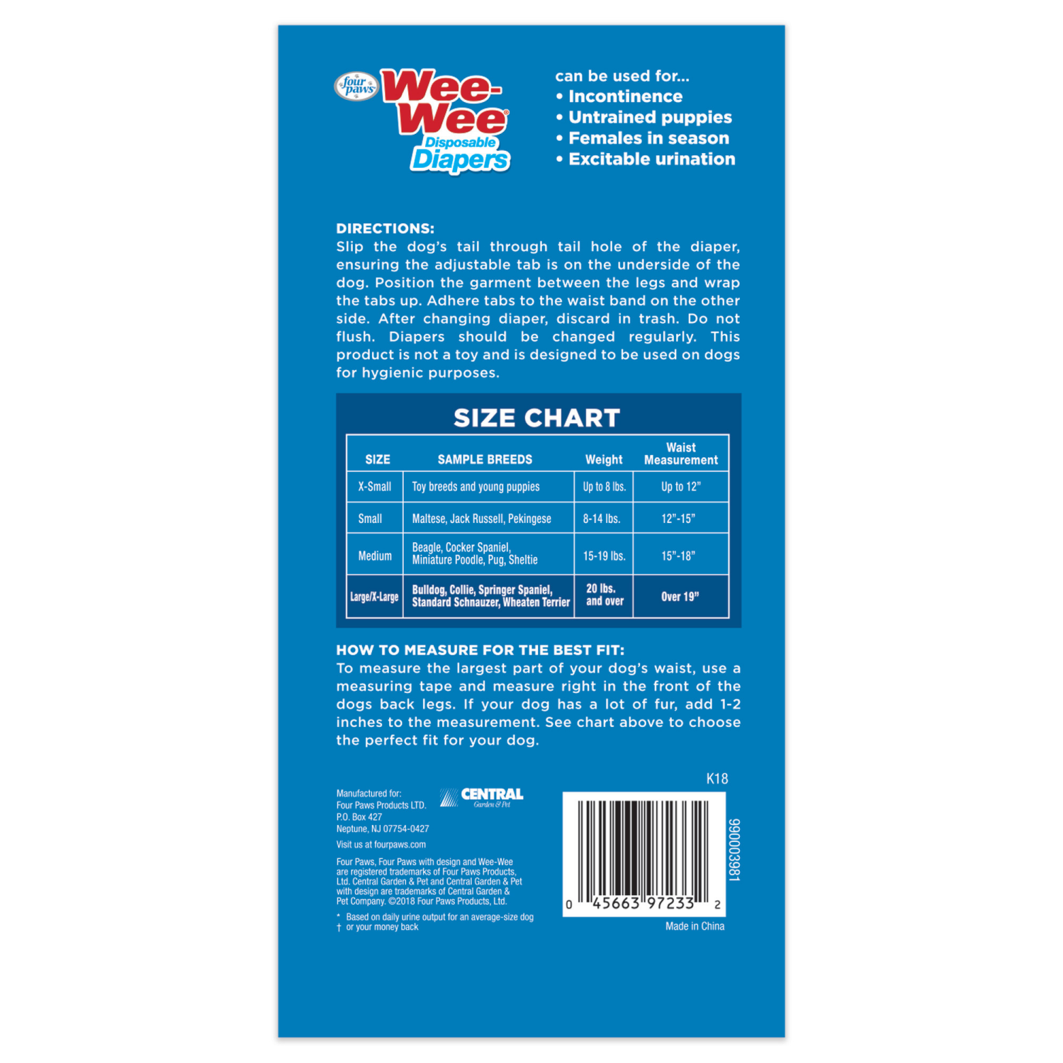 slide 2 of 4, Four Paws Wee-Wee Disposable Dog Diapers, 12 ct